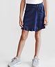 Honeyhap Premium 100% Cotton Knit Above Knee Length Solid Color Skort with Frill Detailing - Navy Peony