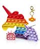 Bunie Unicorn Theme Fidget Pop it Toy with Keychains for Kids - Pack of 4 Multicolor