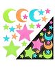 Bunie Glow in The Dark Moon & Stars Shaped Radium Decorative Stickers  26 Pcs