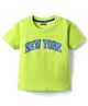 Babyhug Cotton Knit Half Sleeves T-Shirt with New York Print - Limegreen