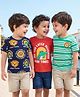 Babyhug Cotton Knit Half Sleeves T-Shirts with Animal Print & Stripes Pack of 3 - Red Navy Blue & Mint