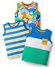 Babyhug Cotton Knit Sleeveless Tank T-Shirts with Dino Print & Stripes Pack of 3 - Multicolor