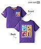 Babyhug Cotton Knit Half Sleeves Oversized Henley T-Shirt with Beach Theme Front & Back Print - Purple