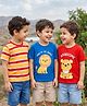 Babyhug Cotton Knit Half Sleeves T-Shirts with Animal Print & Stripes Pack of 3 - Red Blue & Yellow