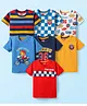 Babyhug Cotton Knit Half Sleeves T-Shirts with Sports Theme Print & Stripes Pack of 7 - Multicolor