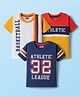 Babyhug Cotton Knit Half Sleeves T-Shirts with Color Block & Sport Theme Print Pack of 3 - Navy Blue & Yellow