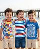 Babyhug Cotton Knit Half Sleeves T-Shirts with Nautical Theme Print & Stripes Pack of 3 - Blue & White