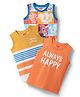 Babyhug Cotton Knit Sleeveless Tank T-Shirts with Safari Print & Stripes Pack of 3 - Multicolor