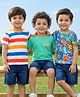 Babyhug Cotton Knit Half Sleeves T-Shirts with Text Print & Stripes Pack of 3 - Multicolor