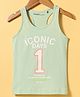 Doreme Single Jersey Knit Sleeveless Tank T-Shirt with Iconic Day Text Print - Mint