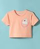 Doreme Single Jersey Knit Half Sleeves T-Shirt with The Power Of Standing Text Print - Peach