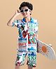 OLLINGTON ST. Cotton Co-Ords Set Half Sleeves Skating Printed Polo T-Shirt & Shorts - Multicolor