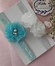Krisha's KALACAREE Set Of 2 Floral Applique Detailed Headbands - White & Blue