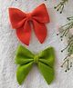 Krisha's KALACAREE Set Of 2 Bow Applique Detailed Solid Hair Clips - Green & Orange