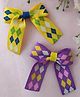 Krisha's KALACAREE Set Of 2 Abtract Detailed Bow Designed Hair Clips - Yellow & Purple