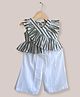 Mamma's Bear Cotton Selleveless Striped & Frill Detailed Top & Pant Set - Black