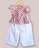 Mamma's Bear Cotton Selleveless Striped & Frill Detailed Top & Pant Set - Pink