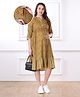 Bella Mama Woven Three Fourth Sleeves Maternity Dress with Floral Print - Khaki