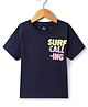 Wingsfield Cotton Half Sleeves Surf Calling Text Printed Tee - Blue