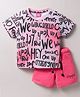 Wingsfield Cotton Half Sleeves Typography Printed Tee With Shorts Set - Multi Colour