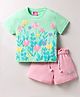 Wingsfield Cotton Half Sleeves Floral Printed Tee With Shorts Set - Multi Colour