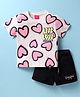 Wingsfield Cotton Half Sleeves Hearts & Typography Printed Tee With Shorts Set - Multi Colour
