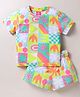 Wingsfield Cotton Half Sleeves Abstract Printed Tee With Coordinating Shorts Set - Multi Colour