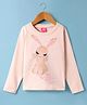 Wingsfield Cotton Full Sleeves Typography & Rabbit Printed Tee - Peach