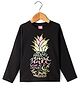 Wingsfield Cotton Full Sleeves Typography & Pineapple Printed Tee - Black