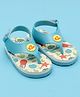 Babyoye Flip Flops with Velcro Closure & Sea Life Theme Print - Sky Blue & White