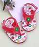 Babyoye Flip Flops with Velcro Closure & Fruits Print - Pink
