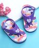 Babyoye Velcro Closure Flip Flop with Cloud Print & Heart Applique - Lavender