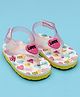 Babyoye Velcro Closure Flip Flops With Hearts Applique & Print - Pink & Neon Green