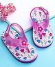 Babyoye Flip Flops With Velcro Closure & Floral Print - Pink & White