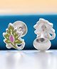 LA BELLE VIE 925 Sterling Silver Hypoallergenic Leaf Design Enamel Earring - Green