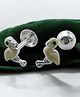 LA BELLE VIE 925 Sterling Silver Hypoallergenic Enamel Swan Shape Earring - Off White