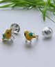 LA BELLE VIE 925 Sterling Silver Hypoallergenic Enamel Bird Shape Earring Yellow And Green