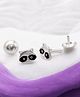 LA BELLE VIE 925 Sterling Silver Hypoallergenic Enamel Eyes Raccoon Face Earring - Black