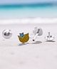 LA BELLE VIE 925 Sterling Silver Hypoallergenic Cat Face With Flower Earring - Yellow