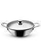Hautechef Triply Stainless Steel Kadai with Glass Lid, 22cm, Induction & Gastop Compatible, 2 L