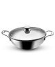 Hautechef Triply Stainless Steel Kadai with Glass Lid, 24cm, Induction & Gastop Compatible, 2.5L