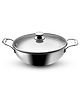 Hautechef Triply Stainless Steel Kadai with Glass Lid, 26cm, Induction & Gastop Compatible, 3.5L