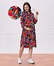 Bella Mama Woven Three Fourth Sleeves Shirt Maternity Dress With Abstract Print - Multicolour