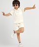Somersault Cotton Half Sleeves Cloudy Crinkled Shirt & Shorts Set - White