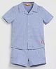 Somersault Cotton Half Sleeves Striped Coordinating Shirt & Shorts Set - Blue