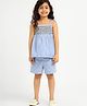 Somersault Cotton Sleeveless Striped Smocked Top With Coordinating Shorts Set - Blue