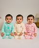 Somersault Cotton Pack Of 3 Knit Full Sleeves Abstract & Hello Little One Text Printed Footed Sleepsuits - Multi Colour