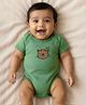 Somersault Cotton Half Sleeves Baby Tiger Printed Onesie - Green
