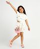 Somersault Cotton Half Sleeves Floral Embroidered Shirt Style Top & Coordinating Shorts Set - White