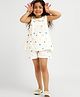 Somersault Cotton Sleeveless Floral Embroidered Top & Shorts Set - White